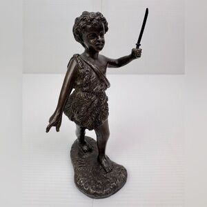 VTG Petites Choses Bronze Figural Boy  Dressed In Toga-like Garment /Animal Skin